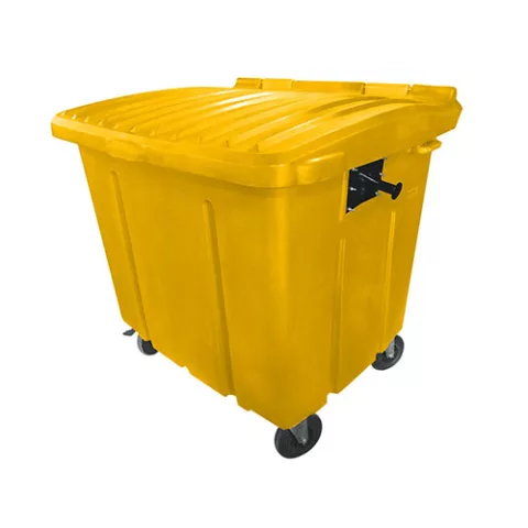 Container de Lixo ou Lixeira  para Condomínios Amarelo de Plástico, 1000 Litros