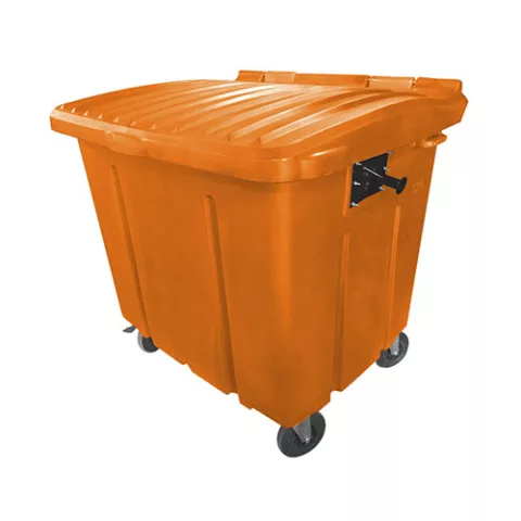 Container de Lixo ou Lixeira para Condomínios Laranja de Plástico, 1000 Litros