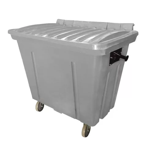 Container de Lixo ou Lixeira para Condomínios Cinza de Plástico com rodas, 500 Litros