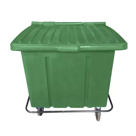 Container de Lixo ou Lixeira para Condomínios Verde de Plástico com pedal, 1000 Litros