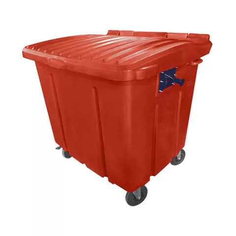 Container de Lixo ou Lixeira para Condomínios Vermelho de Plástico virgem, 1000 Litros