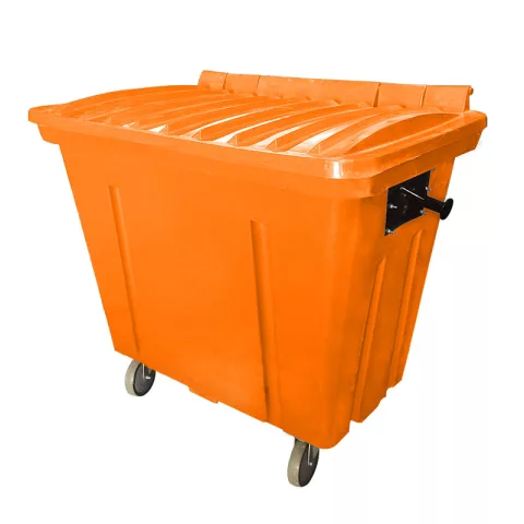 Container de Lixo ou Lixeira para Condomínios Laranja de Plástico virgem com rodas, 500 Litros