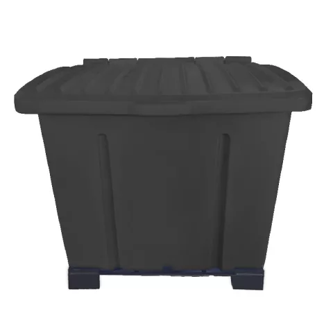 Container de Lixo ou Lixeira para Condomínios Preto de Plástico com suporte fixar chão, 1000 Litros