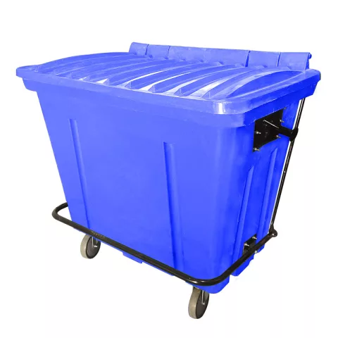 Container de Lixo ou Lixeira para Condomínios Azul de Plástico com pedal 500 Litros