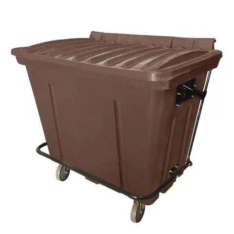Container de Lixo ou Lixeira para Condomínios Marrom de Plástico com pedal 500 Litros