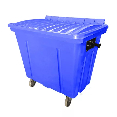 Container de Lixo ou Lixeira para Condomínios Azul de Plástico virgem com rodas, 500 Litros