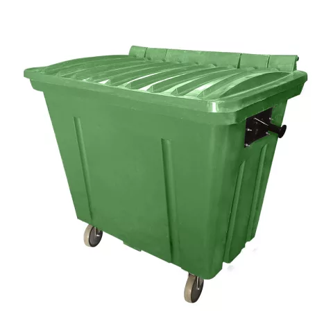 Container de Lixo ou Lixeira para Condomínios Verde de Plástico virgem com rodas, 500 Litros