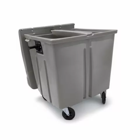 Container de 1000 Litros com Tampa Bi-Partida e Divisória Interna para Coleta Seletiva - Cinza